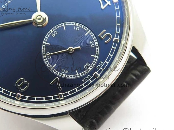 MIROTIME 0426 TimelessDesign Portuguese IW358304 ZF 1:1 Best Edition SS Blue Dial on Leather Strap A 7078